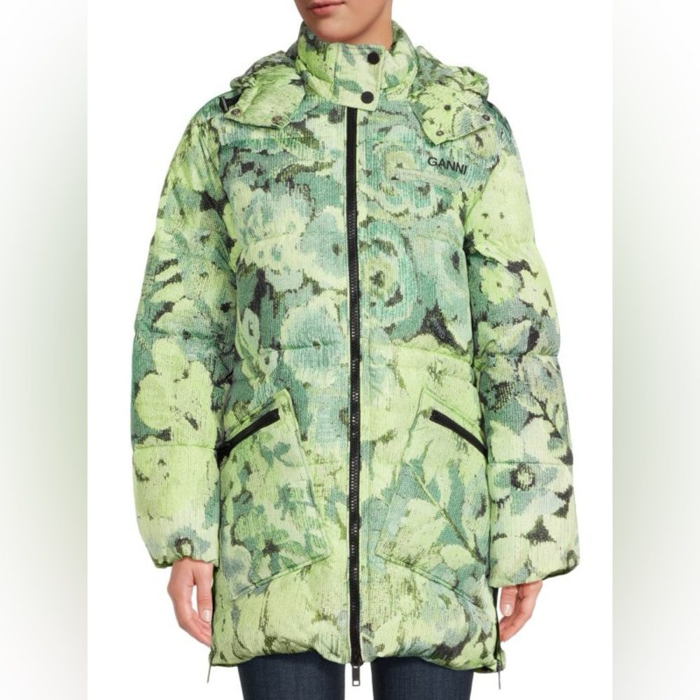 Ganni oversize floral puffer coat